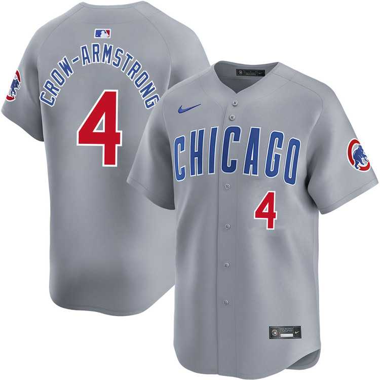 Men%27s Chicago Cubs #4 Pete Crow-Armstrong Gray Limited Stitched Jersey Dzhi
